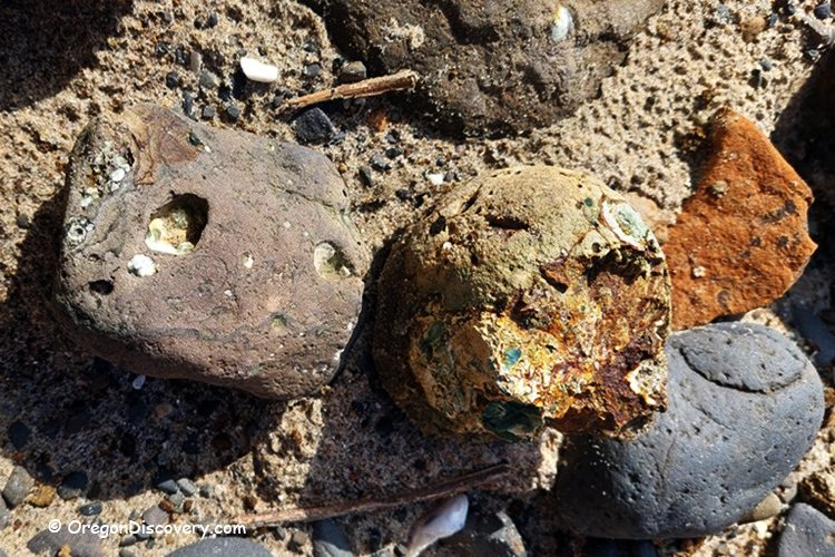 Oceanside Beach, Oregon - Basalt with zeolites and Agates
